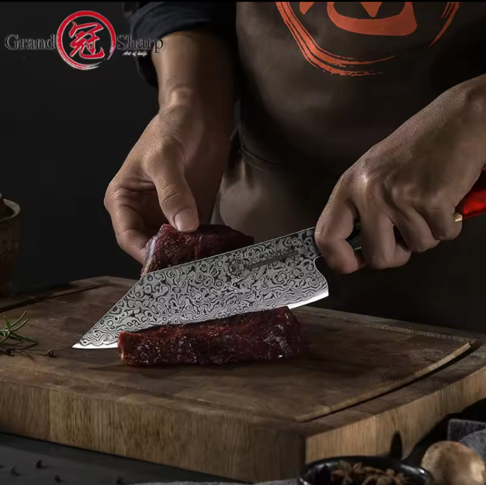 Couteau de Chef en Acier Damas - L'Essentiel du Cuisinier