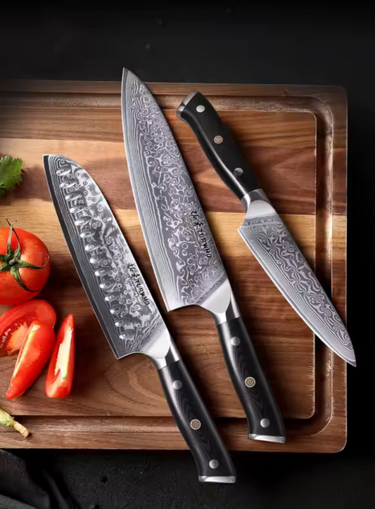 Coffret Couteaux de Chef en Acier Damas - Le Kit Essentiel