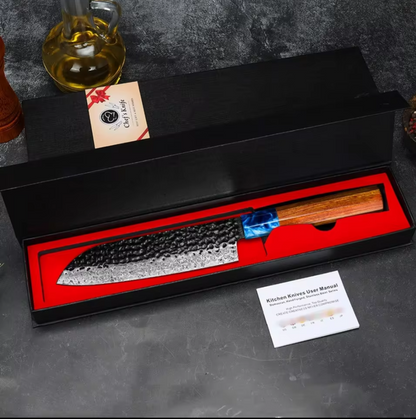 Couteau de Chef Santoku en Acier Damas - L'Art de la Découpe