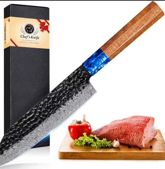 Couteau de Chef Santoku en Acier Damas - L'Art de la Découpe