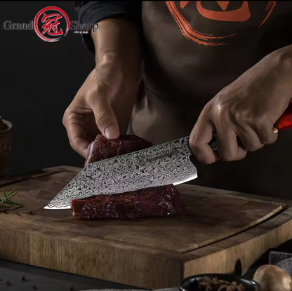 Couteau de Chef en Acier Damas - L'Essentiel du Cuisinier
