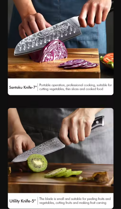 Coffret Couteaux de Chef en Acier Damas - Le Kit Essentiel